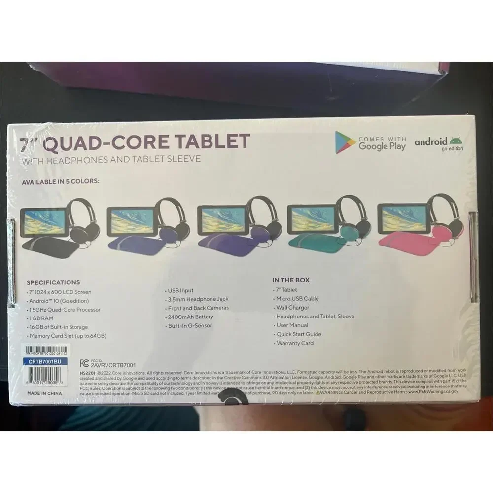 7” Quad Core Tablet w/Headphones and Tablet Sleeve Pink